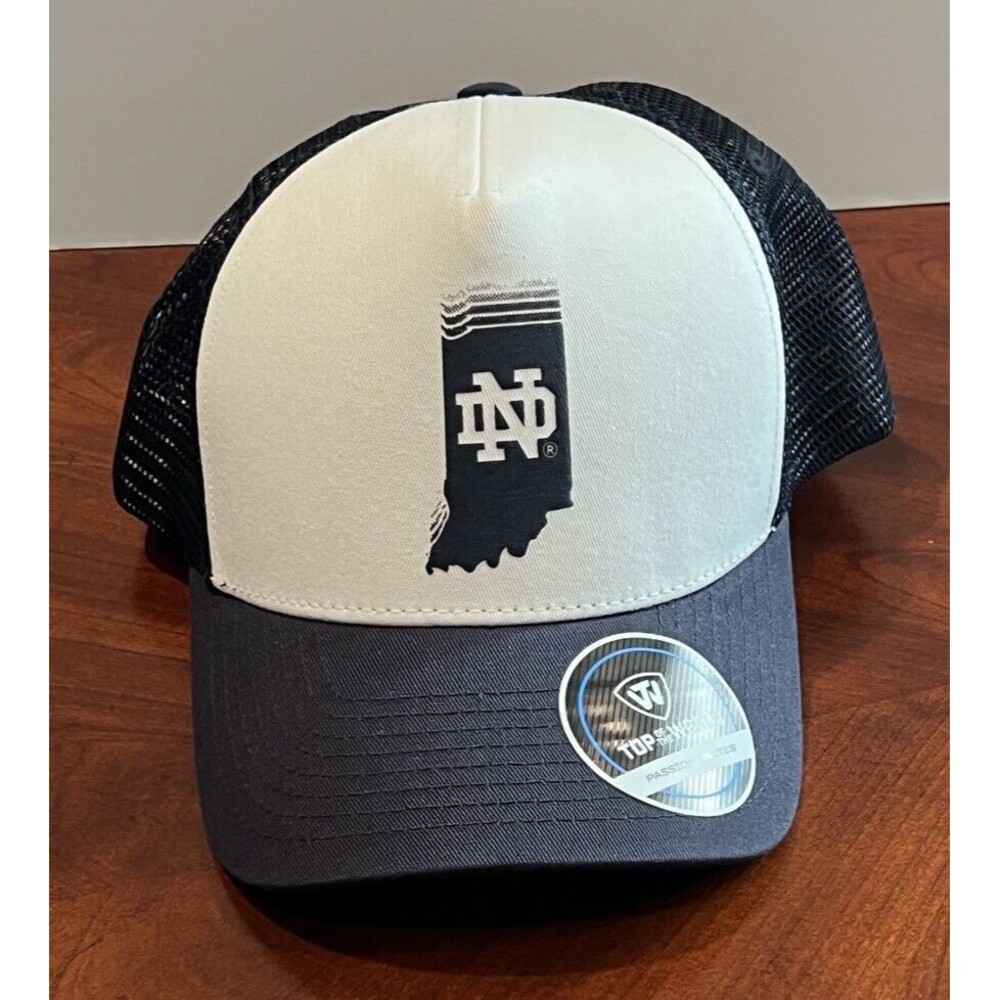 Top of the World White/Navy Notre Dame Fighting Irish Trucker Snapback Hat New